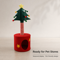 Tour pour chat en forme de sapin de Noël, mignonne et compacte, avec condo rond en peluche et griffoir en sisal, idéale pour les petits chats, vente en gros, OEM ODM