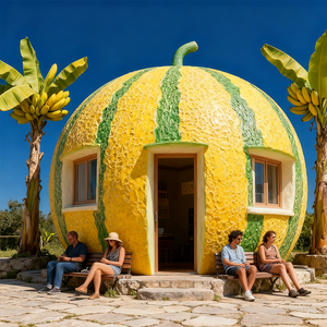 نحت فواكه كبير من الراتنج والألياف الزجاجية مخصص للديكور الخارجي على شكل جوز الهند والمانجو - Product Image 2