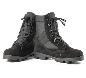 Botas tácticas TSB910 de cuero vacuno negro para hombres jóvenes, para trabajar en verano, otoño y primavera, 3 estaciones, color verde jungla, con cremallera lateral. - Product Image 4