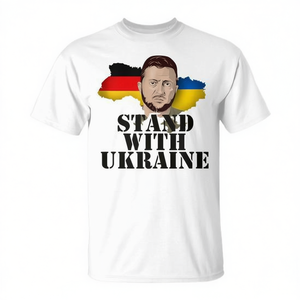 Camiseta sin Mangas Promocional de Alta Calidad con la Frase 'Alemania Apoya a Ucrania' y la Imagen de Volodymyr Zelenskyy - Product Image 3