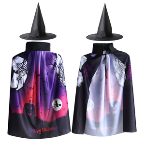 Capa <span class=keywords><strong>de</strong></span> Superhéroe con Estampado 3D <span class=keywords><strong>de</strong></span> Calabaza y Calavera, Disfraz <span class=keywords><strong>de</strong></span> Bruja con Capa y Sombrero para Niños y Niñas, Disfraz <span class=keywords><strong>de</strong></span> Halloween - Product Image 4