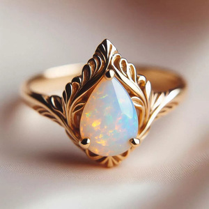 Anello con Goccia d'Acqua Texturizzata, Elegante Gioiello da Dito per Donna, Uso Quotidiano - Product Image 1