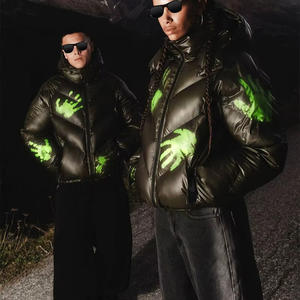 कस्टम थर्मोक्रोमिक स्याही प्रिंट स्ट्रीटवियर फसल विंटेज हेवीवेट सर्दियों के हुड विंडप्रूफ रंग बदल जाता है प्यूफ जैकेट - Product Image 2