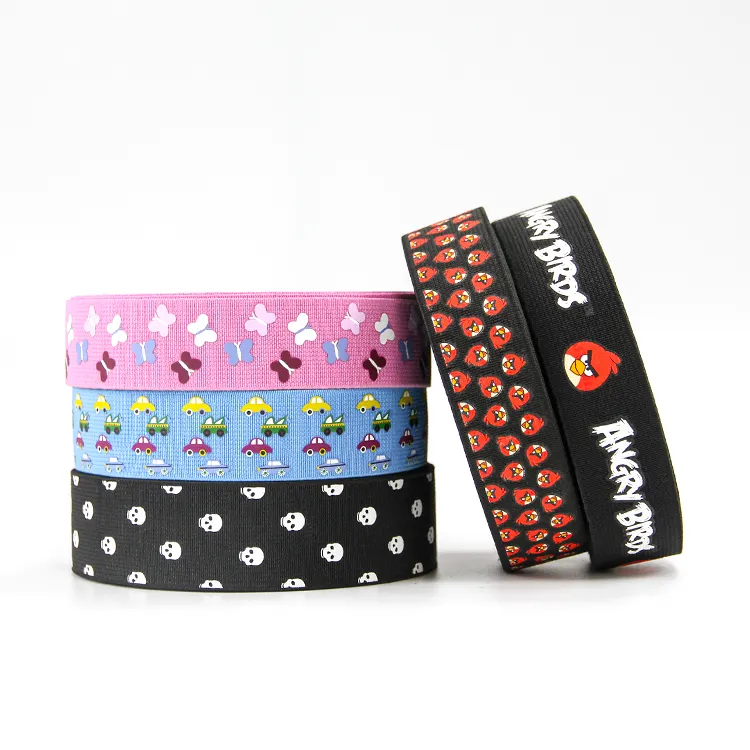 Wholesale Polyester Webbing Printed Elastic Webbing Strap Exercise Elastic Band Customized Webbing Nylon Waistband Elastic Band