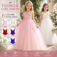 Robe de demoiselle d'honneur pour filles, robe de princesse pour fête de mariage, en dentelle et tulle, pour occasions formelles
