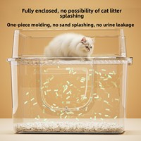 Bac à litière pour chat extra large entièrement fermé en PP, carré, anti-éclaboussures, isolation des odeurs, bac à litière en plastique, design facile à nettoyer pour les chats de grande taille
