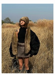 Manteaux d'hiver moelleux et chauds pour femmes, style streetwear personnalisé, manches longues, col court sans col, vestes noires tendance, pardessus, <span class=keywords><strong>trench</strong></span>-coat - Product Image 4