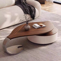 Table basse moderne en chêne massif, design feuille d'arbre, style luxe léger italien, pour salon, combinaison de formes spéciales, idéale pour petit appartement