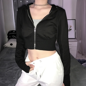 Chaqueta de manga larga con cremallera Abrigo Mujeres Crop Tops Estilo de otoño Chaquetas Casuales - Product Image 3