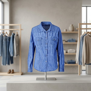 Vestes en jean décontractées unisexes 100% coton avec col rabattu, motif uni, impression de logo personnalisée, délavées, boutonnées sur le devant, hiver - Product Image 3