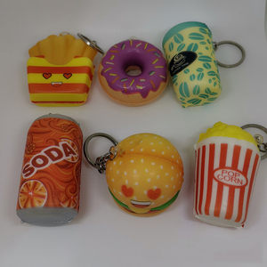 Super Soft Hamburger & Fries Snack Keychain PU <b>Squishy</b> Toy Stress Relief Gift for Kids Adults Decompression Keychain Toy - Product Image 1