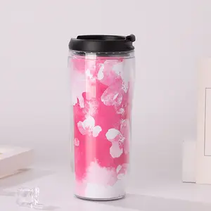 280 350 450 ML Double Wall Insulated Custom Photo Advertisement Paper Insert PP Plastic Coffee Thermos Travel Mugs Bottle Cups