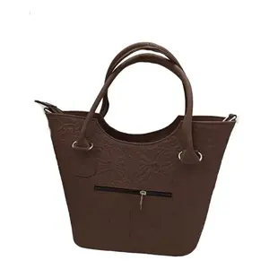 Sac à main de luxe Fana Wendy en cuir de vachette, motif floral embossé, grande capacité, avec pompon, sac fourre-tout pour femme, usage quotidien - Product Image 3