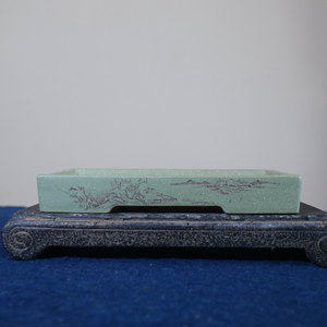 Maceta Rectangular de Arcilla Verde Zisha, Tallada a Mano, Estilo Su Bing, para Bonsái - Product Image 5