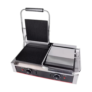 Xeoleo thiết bị nhà bếp điện thịt bò nướng bảng Top Burger Nướng Vỉ nướng điện tấm đôi liên hệ với - Product Image 4