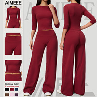 Ensemble de sport pour femme : haut de yoga à manches courtes, pantalon de yoga, vêtements de fitness Pilates, séchage rapide