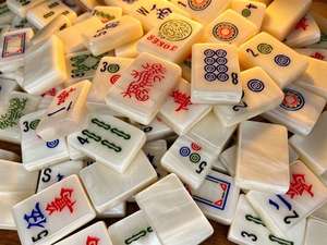 <span class=keywords><strong>Jeu</strong></span> de Mahjong Américain de Luxe en Résine Peinte à la Main, 160 Pièces Complet avec Jokers et Chiffres Arabes, <span class=keywords><strong>Jeu</strong></span> de Table Familial - Product Image 3