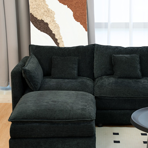 Ensemble de canapé modulaire convertible en forme de U, 144 pouces, confortable, en chenille moelleuse, 6 places, avec ottoman pour salon - Product Image 6