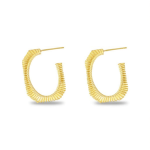 Orecchini a Cerchio Placcati Oro Ning Liang, Design Geometrico, Gioielli da Donna alla Moda per Uso Quotidiano, Pendenti Raffinati in Acciaio Inossidabile - Product Image 1