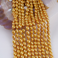 Perles d'eau douce naturelles de forme riz, couleur or, 6-7 mm, 8-9 mm, pour la fabrication de bijoux