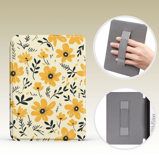 Customized Pattern Flowers E-book Protective Cover for Kindle Paperwhite 11th 12th Gen with Hand Strap Case for Kindle Colosoft