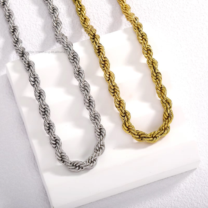 European American Stainless Steel 6mm Twisted <b>Chain</b> & Link Unisex Trendy Fashion Button <b>Rope</b> Bracelet Tanjing Fashion - Product Image 1