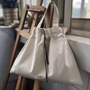 Wholesale OEM Eco-Friendly Cotton Reusable Shopping <b>Tote</b> <b>Bags</b> with Drawstring Closure Large Capacity Custom Print Logo for Women - Product Image 4