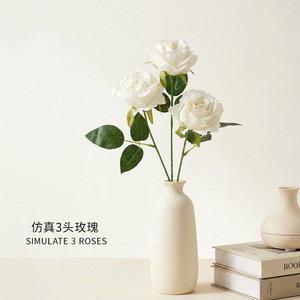 ดอกกุหลาบประดิษฐ์ Xinchengzhi 3 หัว ทำจากพลาสติกและผ้าไหม ขนาด 30 ซม.-100 ซม. สำหรับตกแต่งบ้าน โรงแรม งานแต่งงาน - Product Image 1