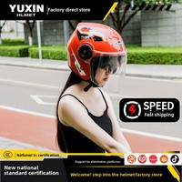 Casque de moto demi-face certifié 3C, coque ABS, double visière, pare-soleil, casque de sécurité imperméable, scooter électrique, vélo