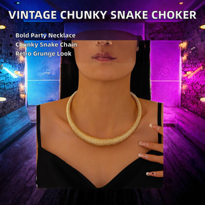 Collier ras du cou en chaîne serpent plaqué or, spirale géométrique, style corde / pour femme, fête, vintage, punk - Product Image 2
