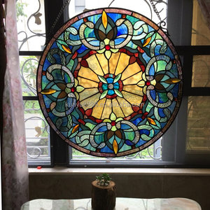 Solid Structure 30 CM Diameter Chinese Stained Glass European Design Gold Plated Eco-Friendly Bedroom Gym <b>Window</b> Panel Sun - Product Image 6