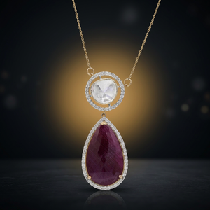 Conjunto de Colgante de Lujo Chapado en Oro Fino con Diamantes Certificados por GIA para Mujer, con Corte de Pera, Diseño Clásico, para Uso Diario - Product Image 2