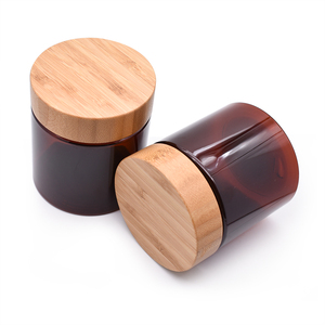 Envases vacíos de plástico PET para mantequilla corporal, tarros cosméticos de 8 <span class=keywords><strong>oz</strong></span> con tapas de bambú, logotipo grabado de 16 <span class=keywords><strong>oz</strong></span> - Product Image 1