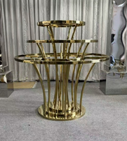Table à gâteau de mariage en acier inoxydable de style luxe étranger pour location de mariage, présentoir à desserts pour mariés