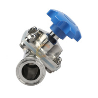 Gesmeed Roestvrij Staal Handmatige Sanitaire Tri Clamp Diafragmaklep Met Blauw Handwiel