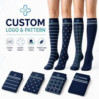 Chaussettes de compression pour infirmières 20-30 mmHg, hauteur genou, motif personnalisé, compression graduée, OEM, marque privée