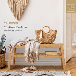 Indoor Bamboo <strong>Dining</strong> <strong>Bench</strong> <strong>Storage</strong> <strong>Bench</strong> for Entryway Compact Design Saves Space Ideal for Home Kitchen Living Room Use - Product Image 6