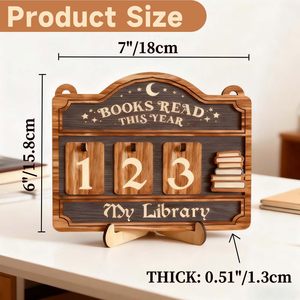 Nouveauté : Compteur de livres en bois pour les amateurs de livres et la décoration intérieure – Présentoir de comptage de livres, Ornement de bureau, Panneaux de comptage de livres lus - Product Image 3