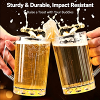 Chope à bière en acrylique avec poignée, en plastique PC épaissi incassable, grande capacité, pour pub, eau, thé, ou comme tasse à ananas