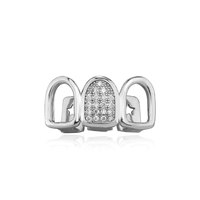 Grillz de Dientes de Hip Hop con Zirconia, Diseño de Corazón Hueco y Estrella, Chapado en Oro y Plata, Joyería de Moda Unisex, Dropshipping