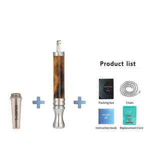 Collana in Acciaio Inossidabile con Occhio di Tigre e Tubo in Pietra Naturale con Anima in Cotone Integrata per Smettere di Fumare e Migliorare la Respirazione - Product Image 1