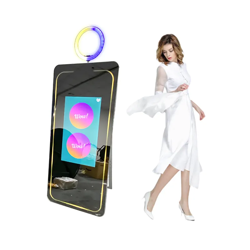 Foldable magic mirror 360 photo booth portable stand up selfie wedding photo mirror photo booth machine