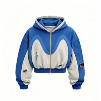 Fabricant d'ensembles de survêtements personnalisés pour hommes, streetwear, avec appliques abstraites et surpiqûres contrastées, ensembles de sweats à capuche streetwear