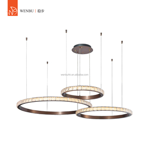 Lustre LED de luxe à trois anneaux en cristal bulle pour salon de villa - Product Image 1