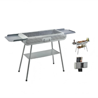 Barbecue au charbon de bois portable moderne et réglable, avec commande tactile, allumage manuel, étagères latérales thermolaquées, en acier inoxydable durable