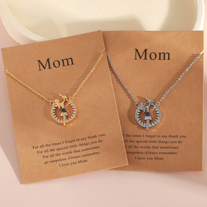 Collier pendentif en argent zircon or/or blanc Haomi Brass pour la fête des mères, bébé et maman, pour les mariages et les anniversaires - Product Image 6