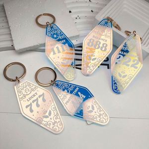 Wholesale Custom Retro Vintage <b>Plastic</b> <b>Key</b> <b>Chains</b> Bulk Sublimation Blank Keychain for Motel & Hotel <b>Key</b> Tag - Product Image 6
