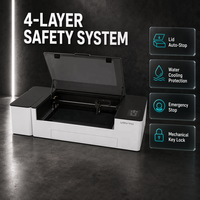 Graveur laser CO2 60W 500x300mm Précision Mise au point automatique LightBurn Wi-Fi Refroidissement par eau Bureau IA Plastique/Bois/Papier
