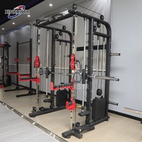 Rack de musculation multifonction Trainer Smith Machine avec système de poulies double réglable, structure métallique pour entraînement de force tout-en-un