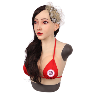 Masque de tête en silicone jeune fille visage seins pour homme à femme avec faux seins pour travesti transexuelle transgenre crosscommode - Product Image 6
